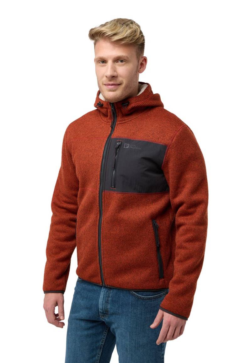 Jack Wolfskin Fleecejacke mit Kapuze Herren Kaminfeuer Hooded Jacket Men L intense rust intense rust von Jack Wolfskin
