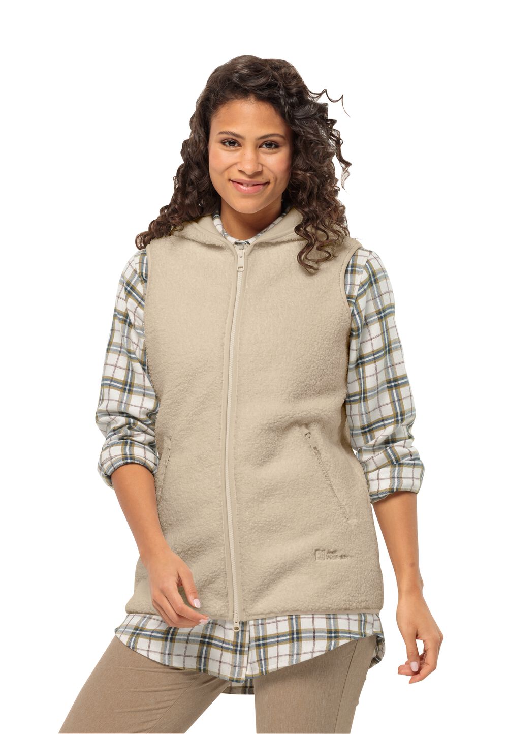 Jack Wolfskin Fleeceweste Damen High Curl Long Vest Women 2XL anis anis von Jack Wolfskin