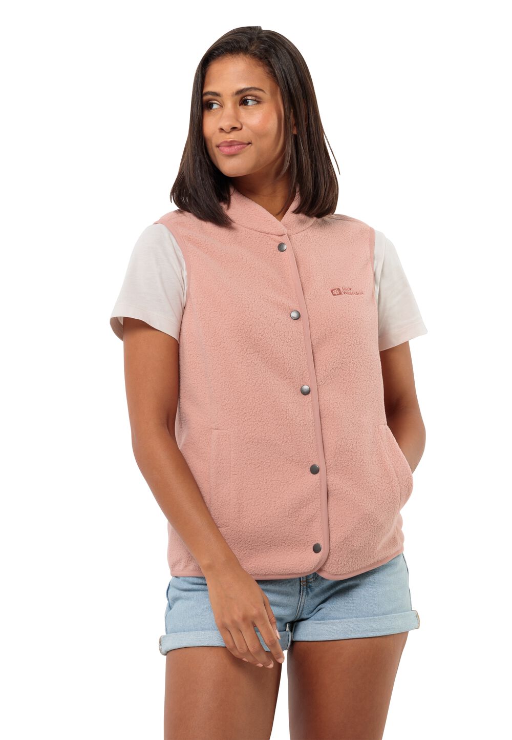 Jack Wolfskin Fleeceweste Damen Light Curl Vest Women XS braun rose dawn von Jack Wolfskin