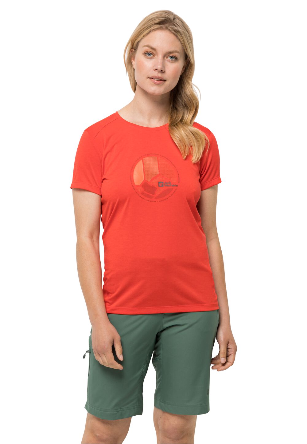 Jack Wolfskin Funktionsshirt Damen Crosstrail Graphic T-Shirt Women S tango orange tango orange von Jack Wolfskin