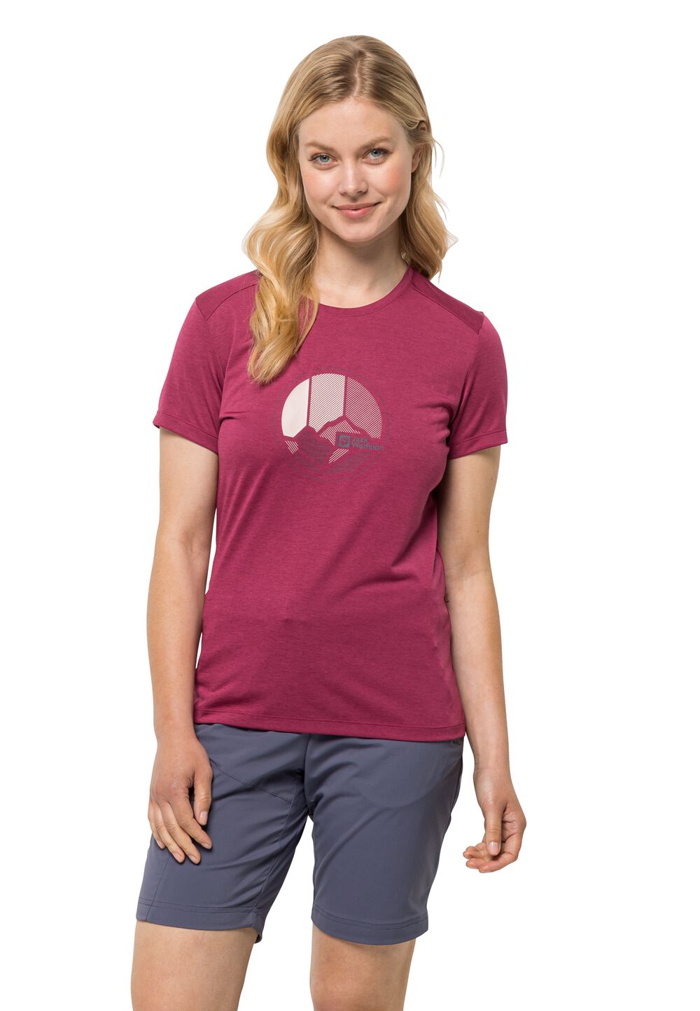 Jack Wolfskin Funktionsshirt Damen Crosstrail Graphic T-Shirt Women XS sangria red sangria red von Jack Wolfskin