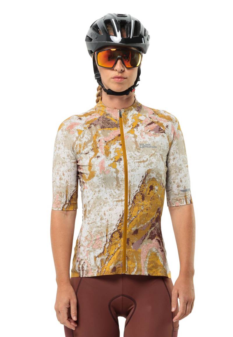 Jack Wolfskin Funktionsshirt Damen Gravex Printed FZ S|S Women XXL strata salted caramel Strata Salted Caramel von Jack Wolfskin