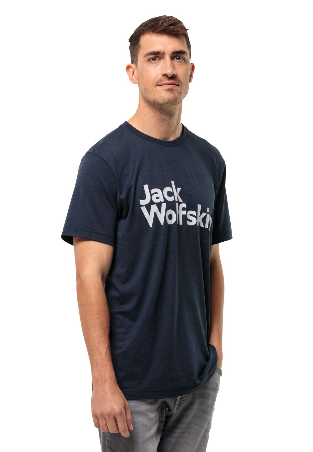 Jack Wolfskin Funktionsshirt Herren Brand T-Shirt Men L blau night blue von Jack Wolfskin