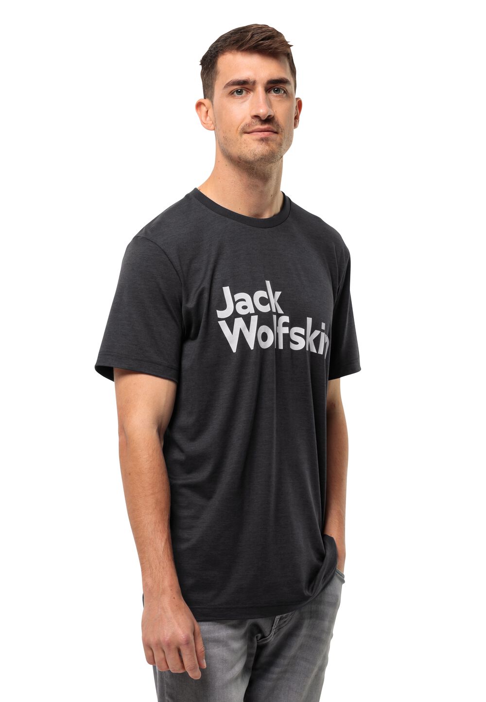 Jack Wolfskin Funktionsshirt Herren Brand T-Shirt Men L schwarz black von Jack Wolfskin