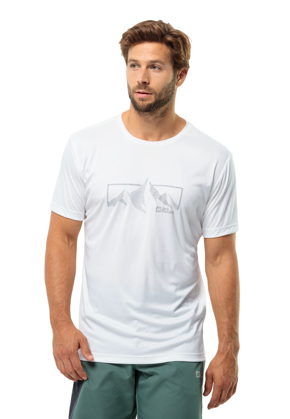 Jack Wolfskin Funktionsshirt Herren Peak Graphic T-Shirt Men M weiß stark white von Jack Wolfskin