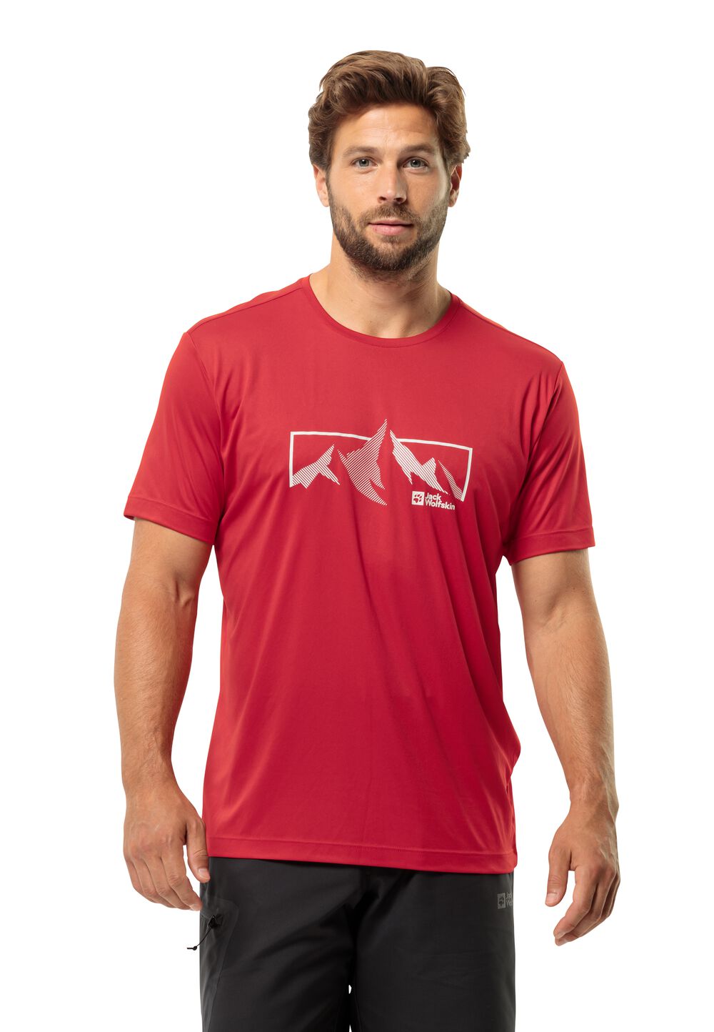 Jack Wolfskin Funktionsshirt Herren Peak Graphic T-Shirt Men XXL rot red glow von Jack Wolfskin