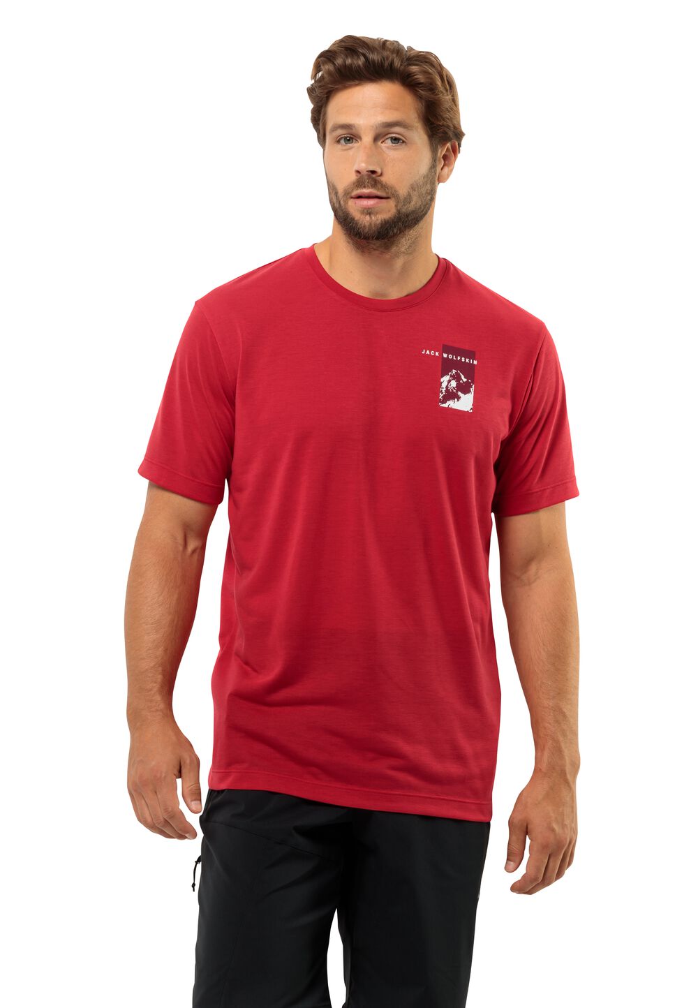 Jack Wolfskin Funktionsshirt Herren Vonnan S/S Graphic T-Shirt Men L rot red glow von Jack Wolfskin