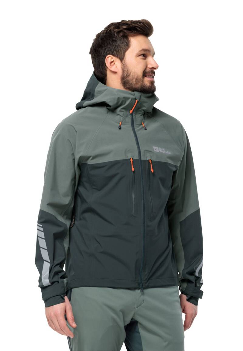 Jack Wolfskin Hardshell Fahrrad-Regenjacke Herren Morobbia 3L Jacket Men L black olive black olive von Jack Wolfskin