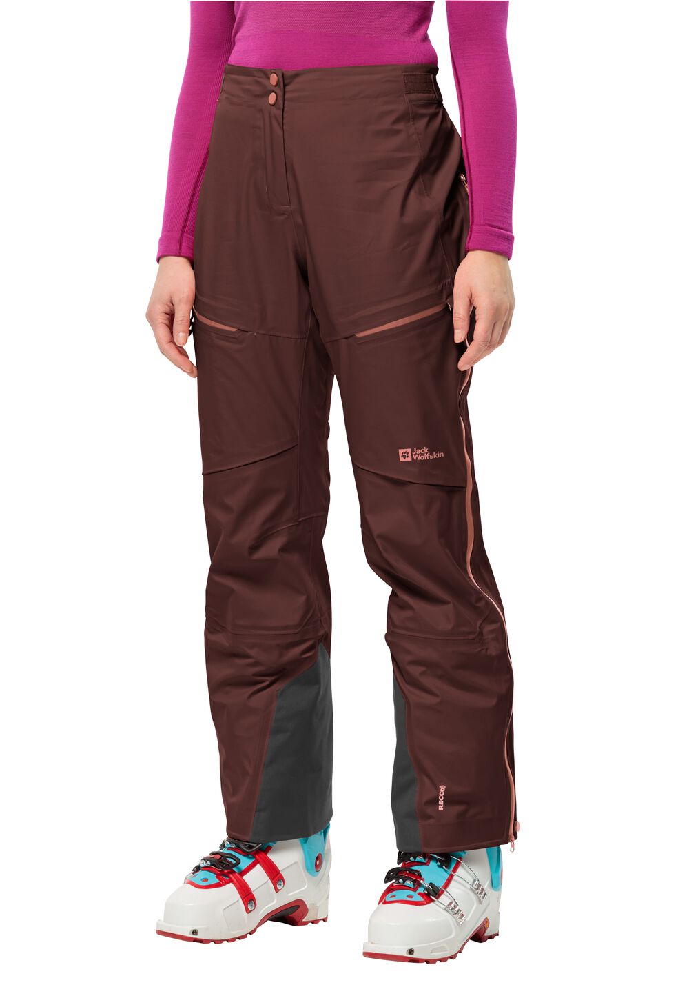 Jack Wolfskin Hardshell Skitouren-Hose mit RECCO® Ortungssystem Damen Alpspitze Pro 3L Pants Women 40 dark maroon dark maroon von Jack Wolfskin