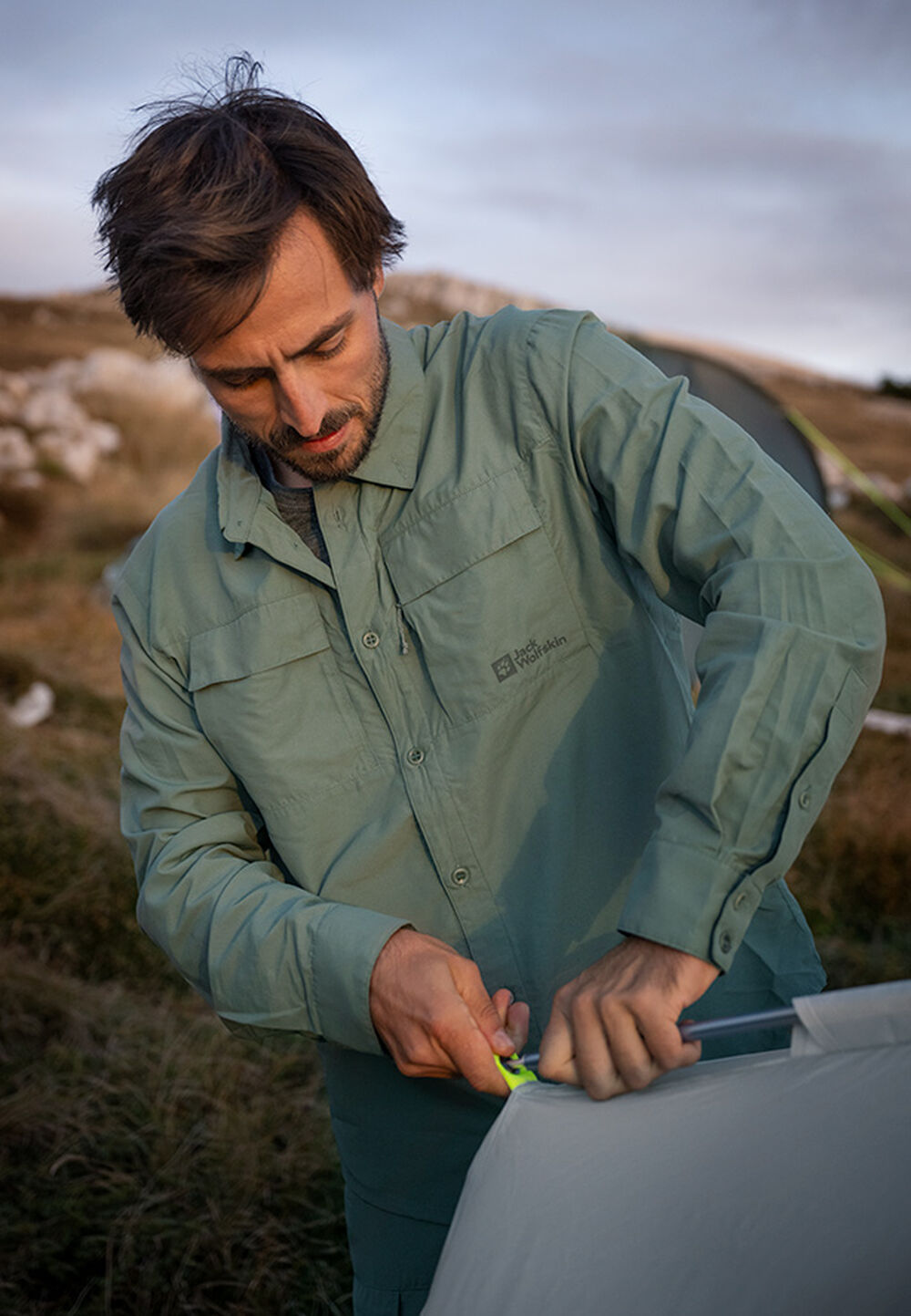 Jack Wolfskin Hemd Mit Mückenschutz Herren Barrier L/S Shirt Men XL hedge green hedge green von Jack Wolfskin