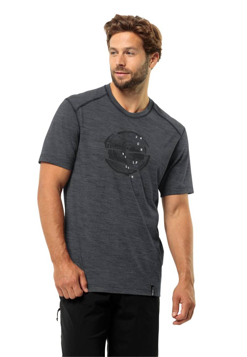 Jack Wolfskin Herren T-Shirt aus Merinowolle Kammweg Graphic S|S Men S phantom Phantom von Jack Wolfskin