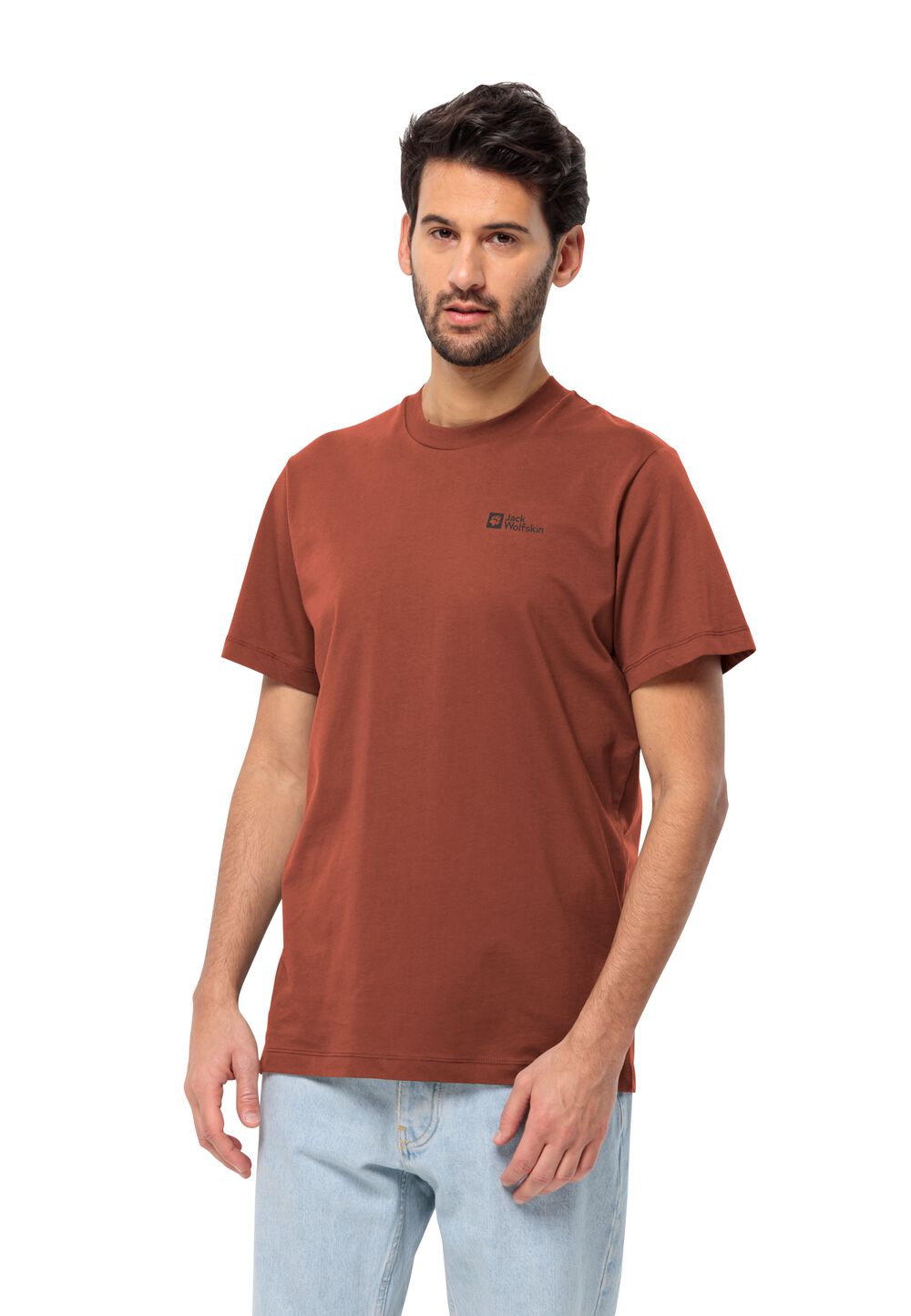 Jack Wolfskin Herren T-shirt aus Bio-Baumwolle Essential T-Shirt Men M carmine carmine von Jack Wolfskin