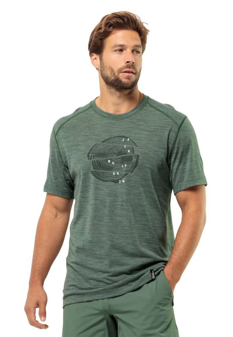 Jack Wolfskin Herren T-shirt aus Merinowolle Kammweg Graphic S/S Men XL hedge green hedge green von Jack Wolfskin