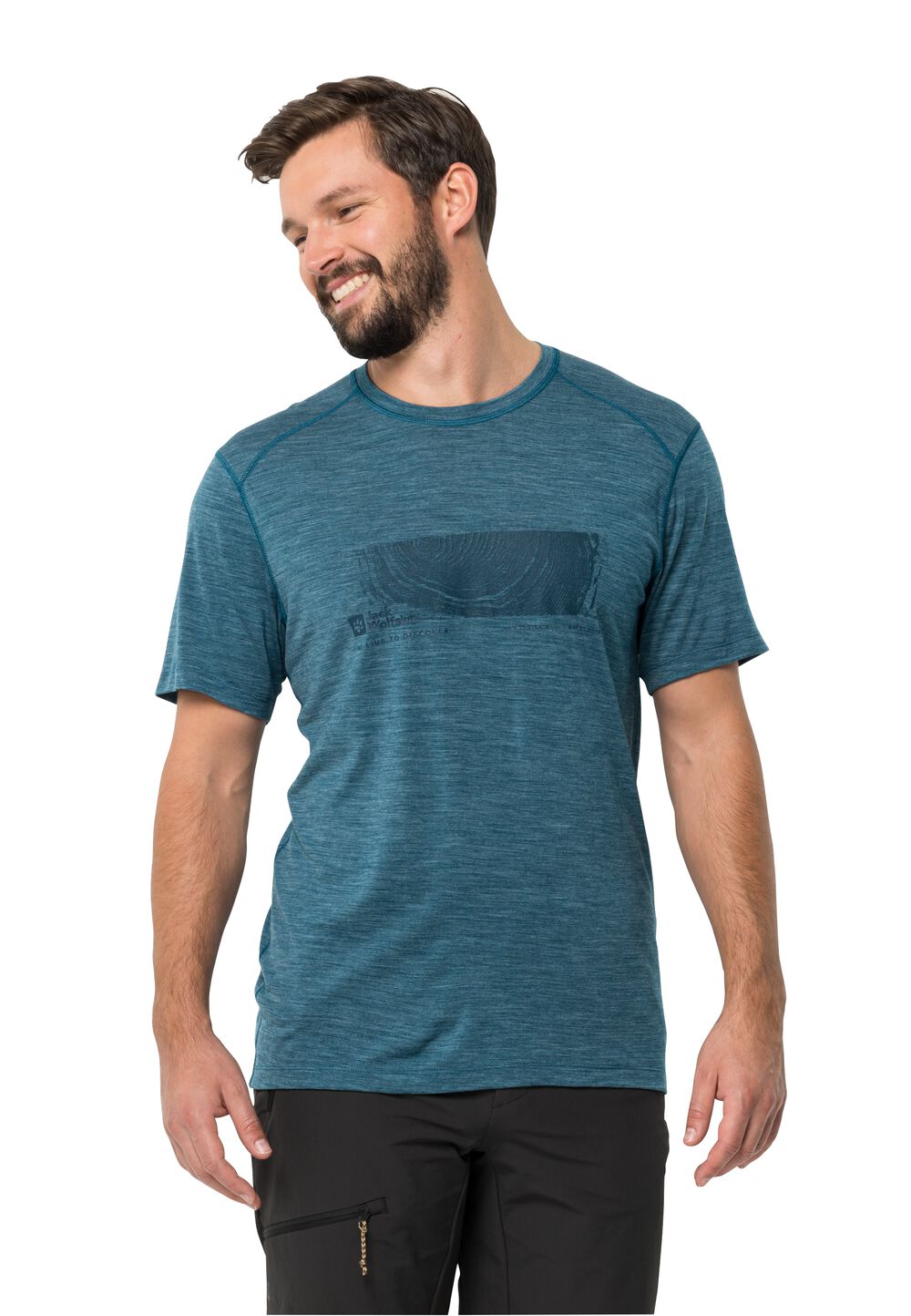 Jack Wolfskin Herren T-shirt aus Merinowolle Kammweg Graphic S/S Men XXL blue daze blue daze von Jack Wolfskin