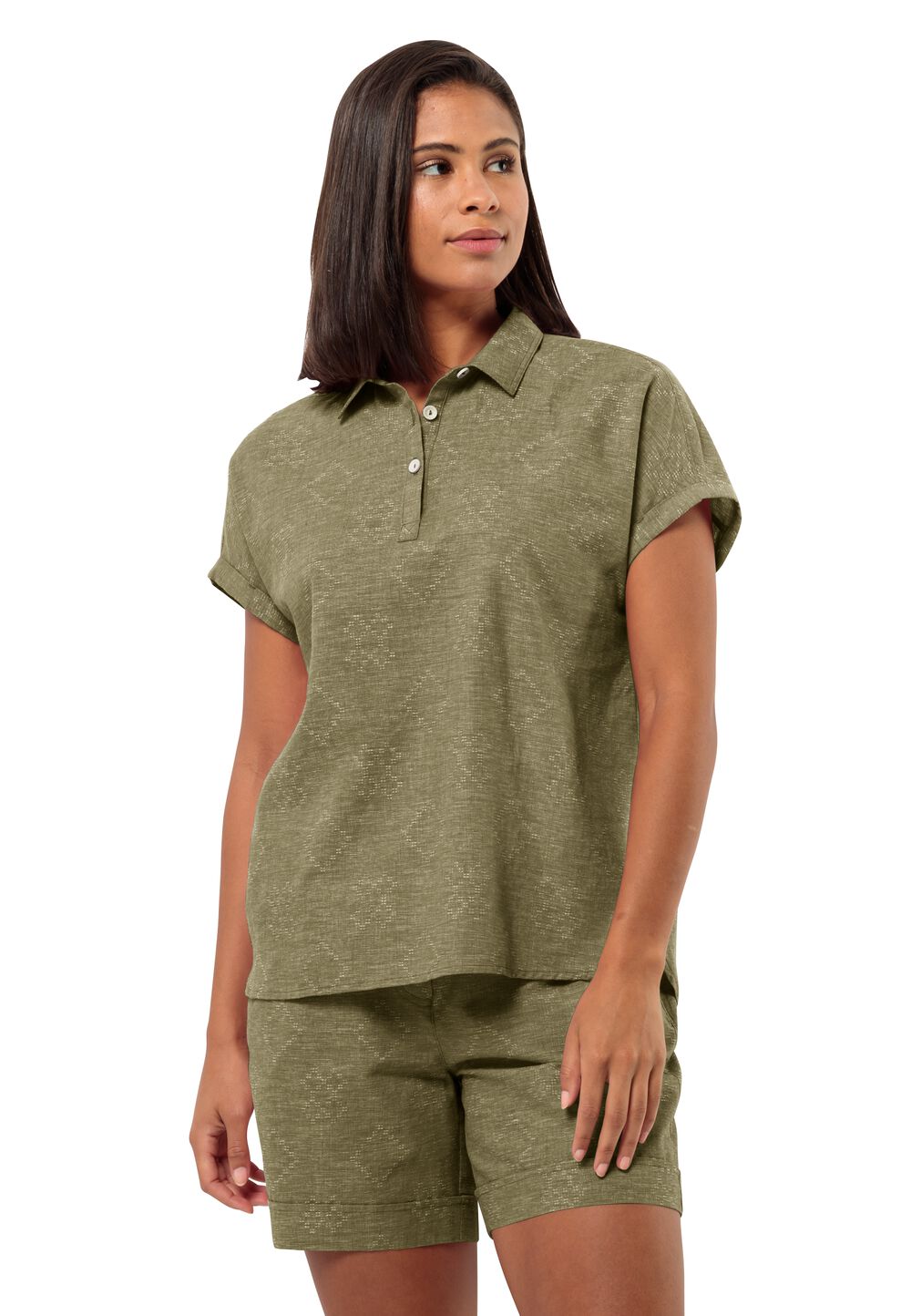 Jack Wolfskin Kurzarm Bluse Damen Karana Shirt Women M braun bay leaf von Jack Wolfskin