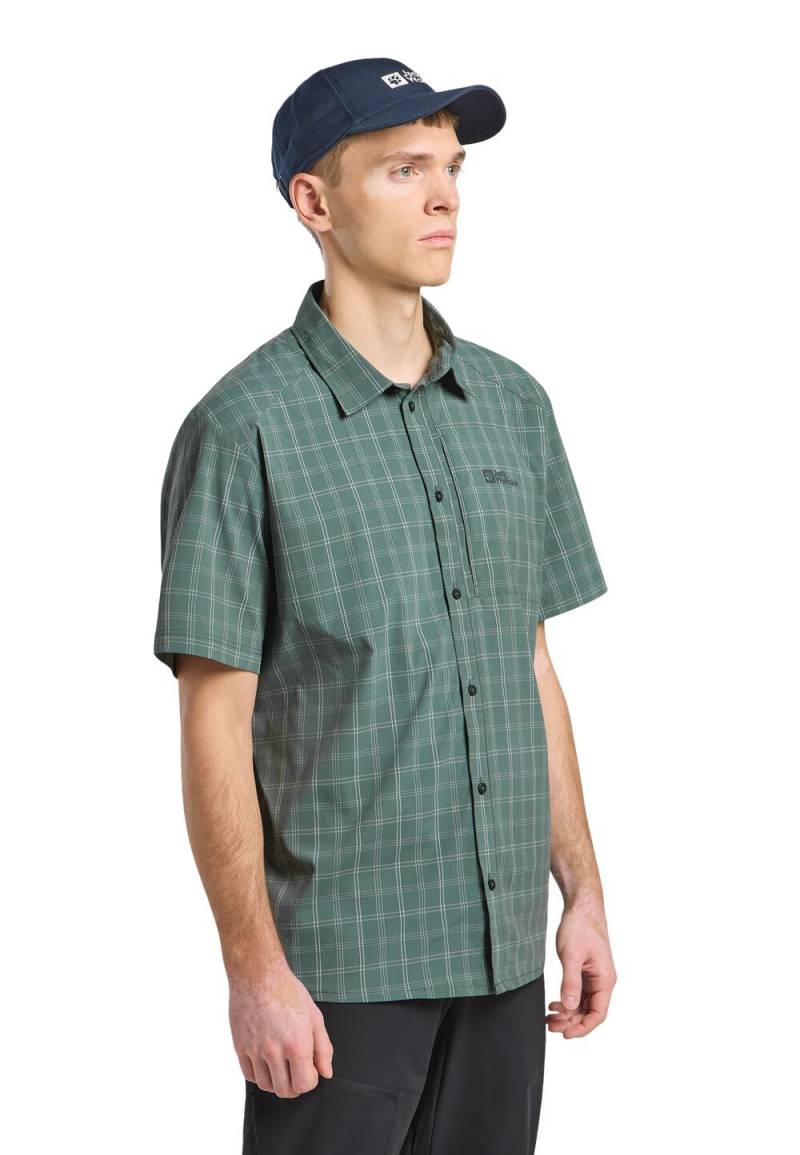 Jack Wolfskin Kurzarm Hemd Herren Norbo S|S Shirt Men XXL hedge green checks hedge green checks von Jack Wolfskin