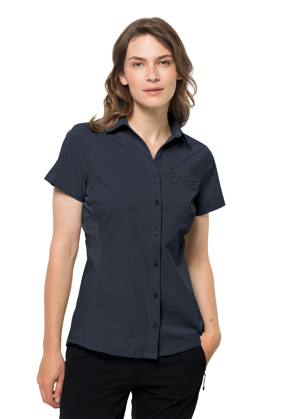 Jack Wolfskin Kurzarm Wanderbluse Damen Peak Shirt Women XS blau night blue von Jack Wolfskin