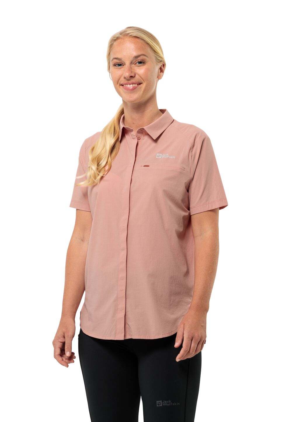 Jack Wolfskin Kurzarm Wanderbluse Damen Vandra S/S Shirt Women L braun rose dawn von Jack Wolfskin