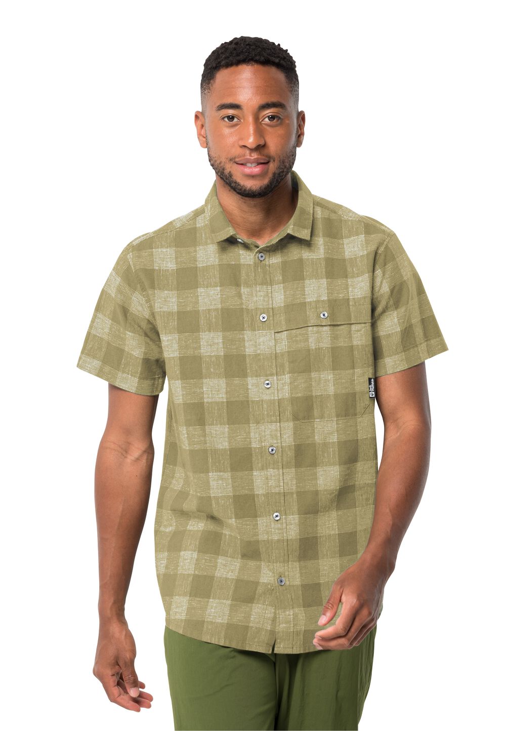 Jack Wolfskin Kurzarm Wanderhemd Herren Highlands Shirt Men M braun bay leaf check von Jack Wolfskin