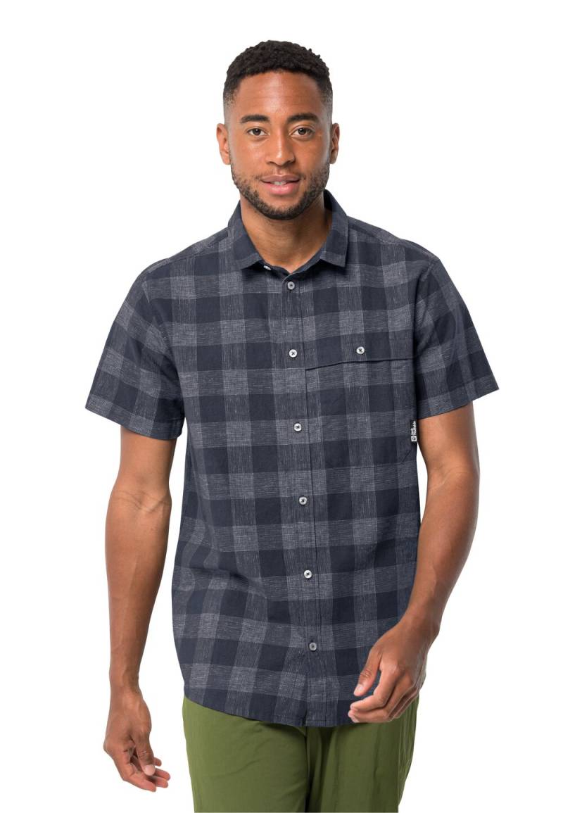 Jack Wolfskin Kurzarm Wanderhemd Herren Highlands Shirt Men S night blue checks Night Blue Checks von Jack Wolfskin