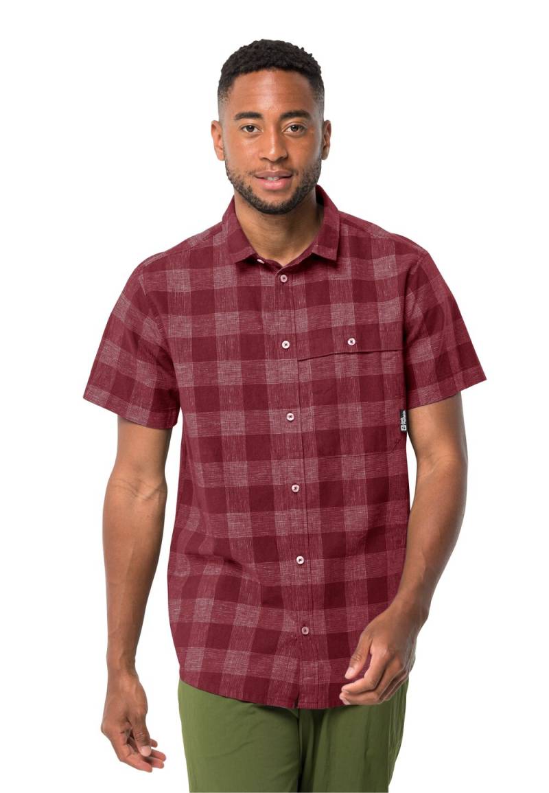 Jack Wolfskin Kurzarm Wanderhemd Herren Highlands Shirt Men XXL deep ruby check Deep Ruby Check von Jack Wolfskin