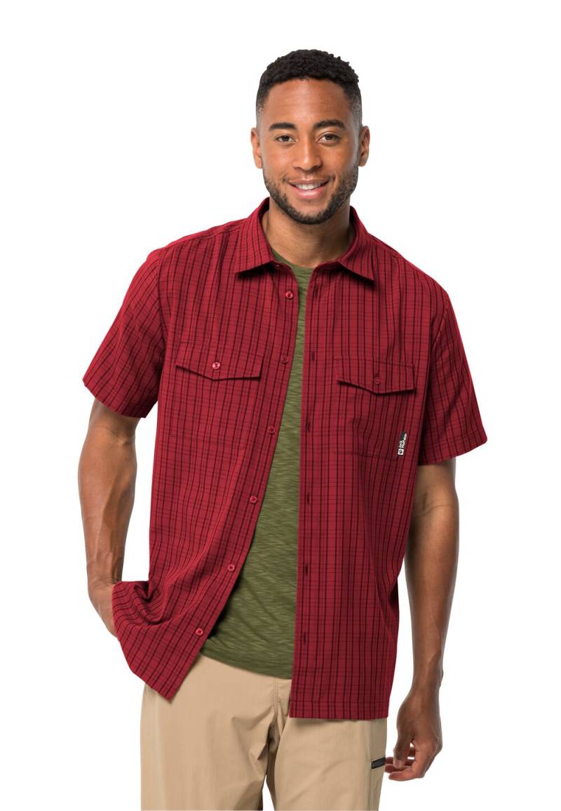 Jack Wolfskin Kurzarm Wanderhemd Herren Thompson Shirt Men S deep ruby check Deep Ruby Check von Jack Wolfskin