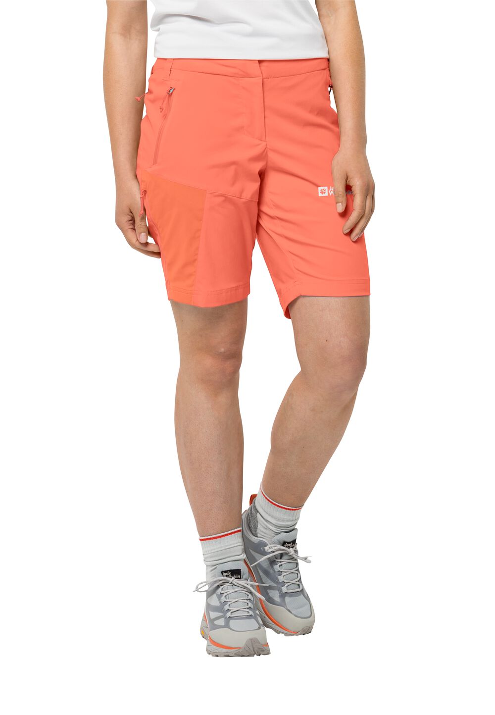 Jack Wolfskin Kurze Softshellhose Damen Glastal Shorts Women 46 rot digital orange von Jack Wolfskin