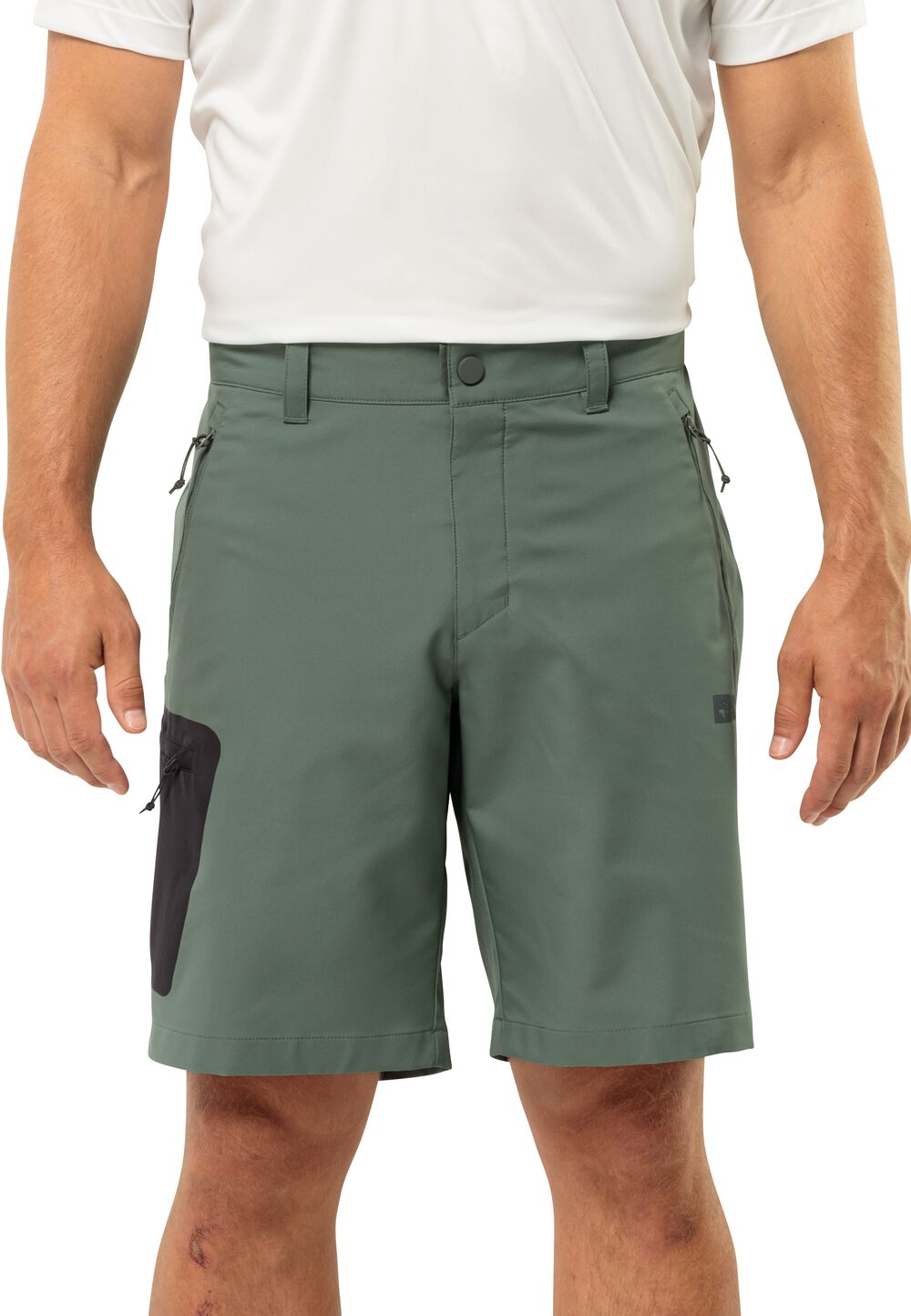 Jack Wolfskin Kurze Softshellhose Herren Active Track Shorts Men 48 hedge green hedge green von Jack Wolfskin