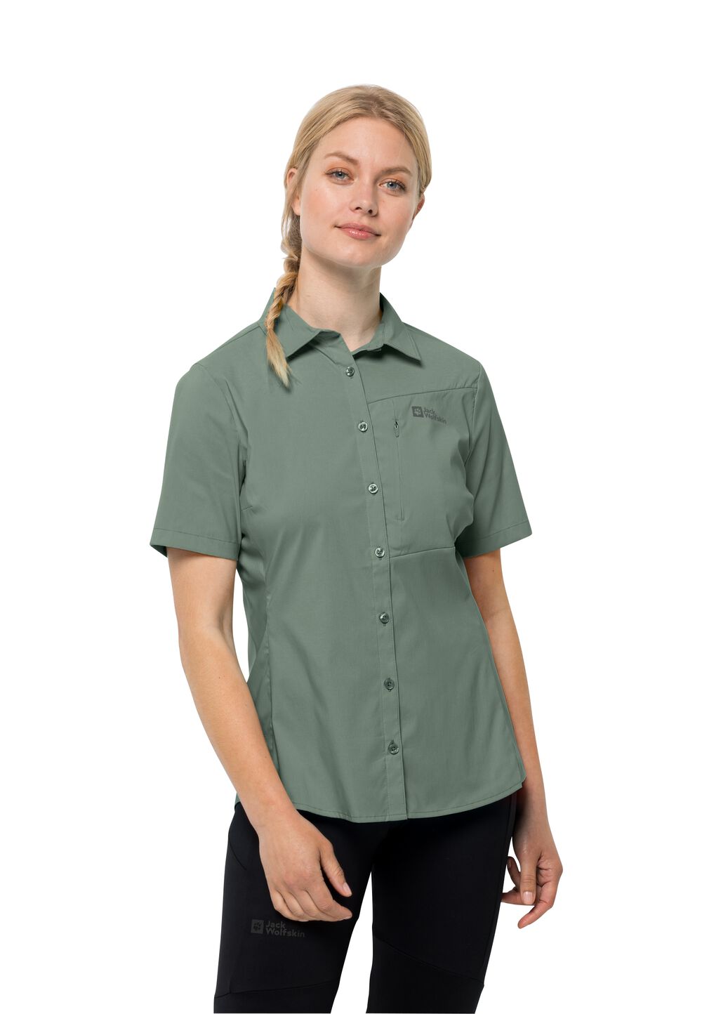 Jack Wolfskin Kurzwarm Wanderbluse Damen Heidetal Shirt Women S picnic green picnic green von Jack Wolfskin