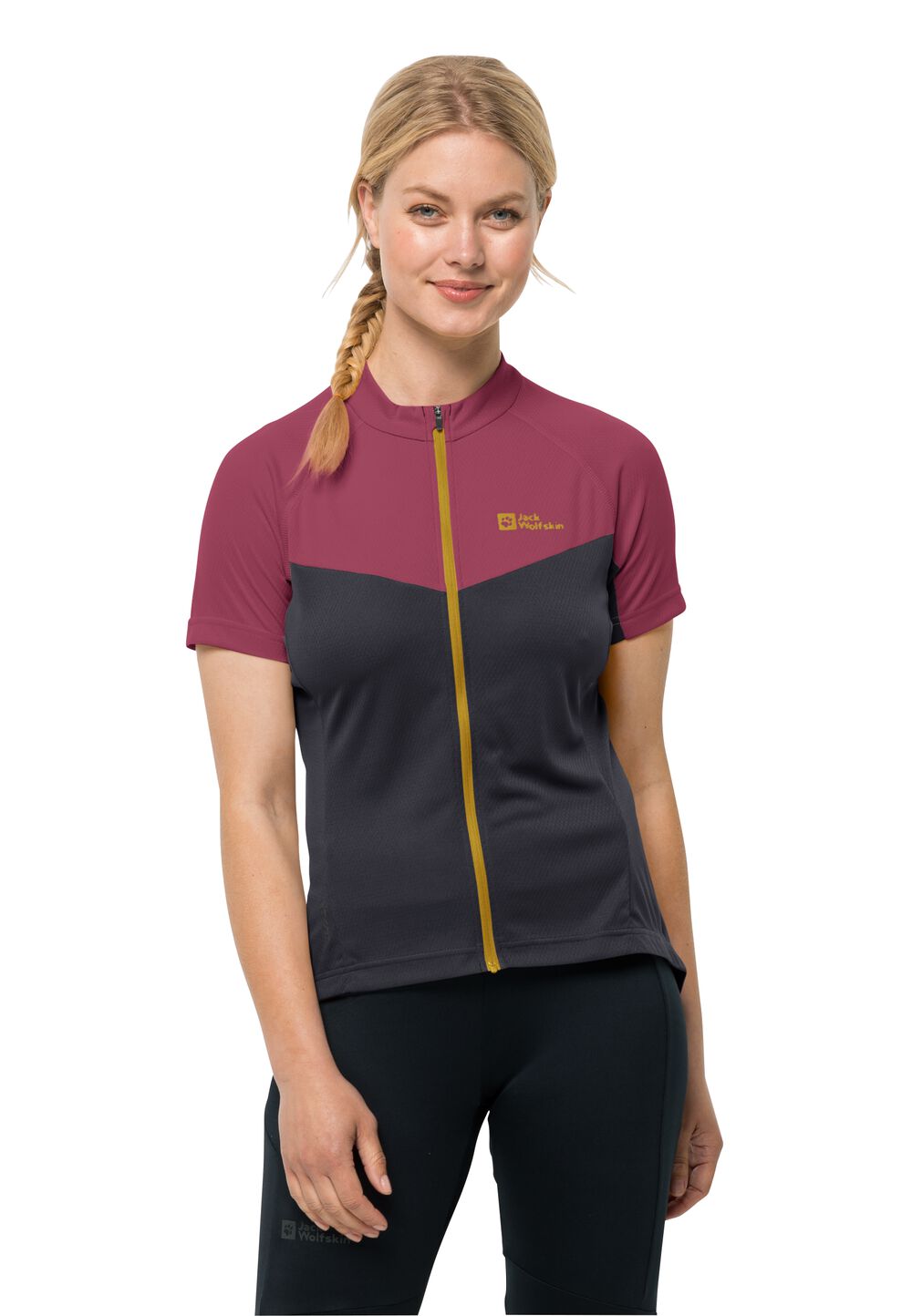 Jack Wolfskin Radtrikot Damen Morobbia FZ T-Shirt Women L sangria red sangria red von Jack Wolfskin