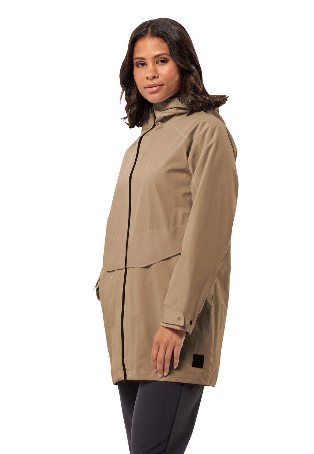 Jack Wolfskin Regenjacke Damen Mainkai Long Jacket Women L sand storm sand storm von Jack Wolfskin