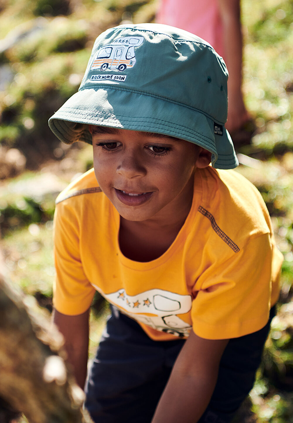 Jack Wolfskin Schirmmütze Kinder AT Home Bucket Hat Kids S hedge green hedge green von Jack Wolfskin