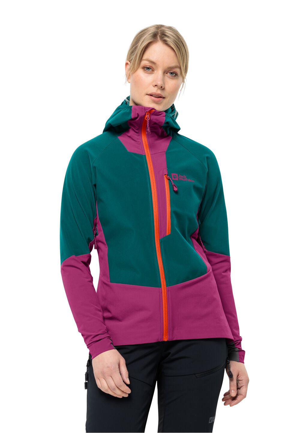 Jack Wolfskin Skitouren Softshelljacke Damen Alpspitze Hoody Women L sea green sea green von Jack Wolfskin