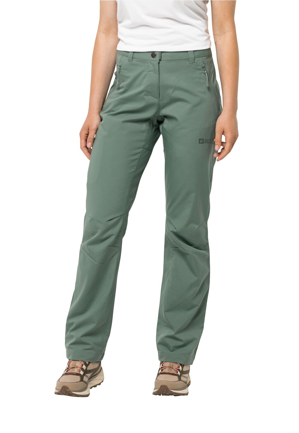 Jack Wolfskin Softshell-Wanderhose Damen Active Track Pants Women 34 picnic green picnic green von Jack Wolfskin