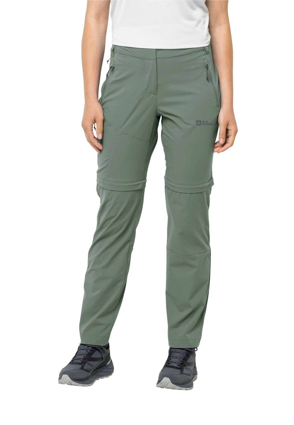 Jack Wolfskin Softshell-Wanderhose Damen Glastal Zip Away Pants Women 38 picnic green picnic green von Jack Wolfskin