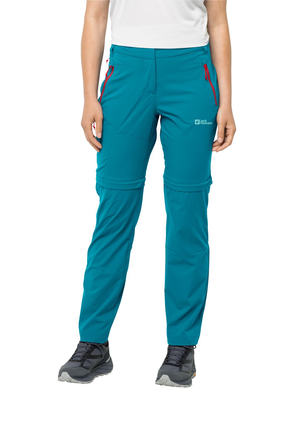 Jack Wolfskin Softshell-Wanderhose Damen Glastal Zip Away Pants Women 42 tile blue tile blue von Jack Wolfskin