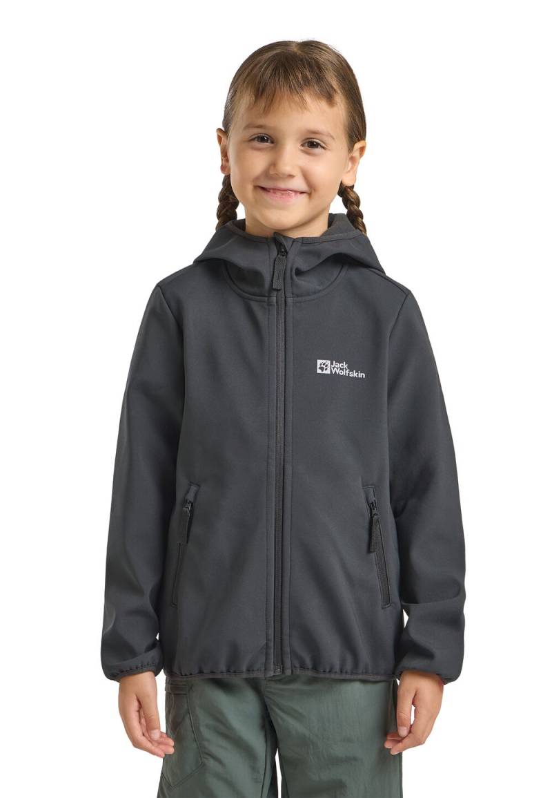 Jack Wolfskin Softshelljacke Kinder Fourwinds Jacket Kids 152 granite black granite black von Jack Wolfskin