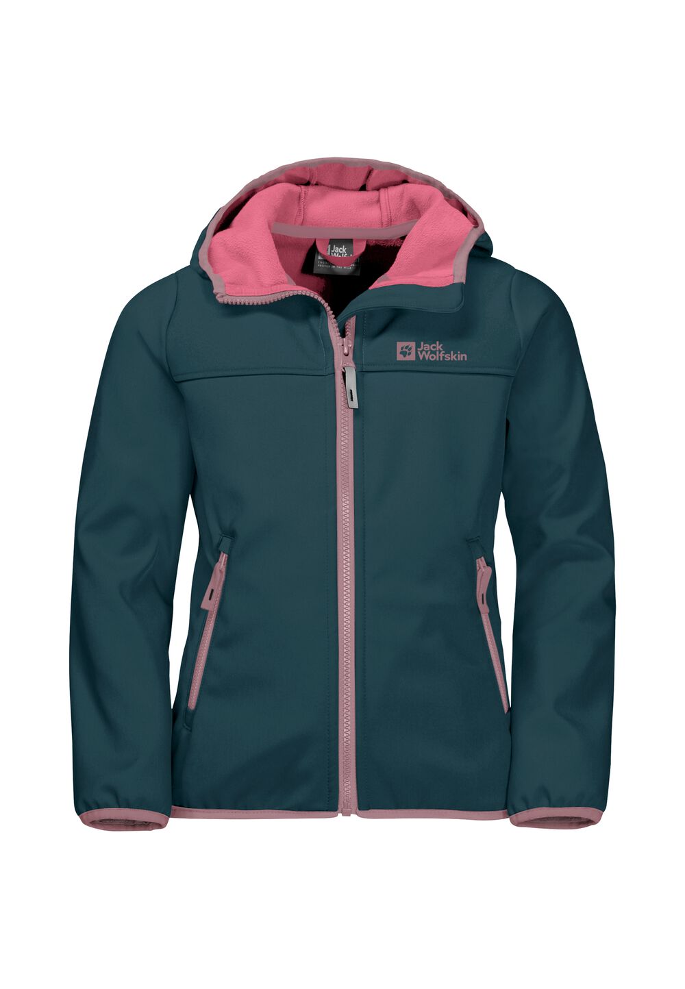 Jack Wolfskin Softshelljacke Kinder Fourwinds Jacket Kids 92 blau dark blue / pink von Jack Wolfskin