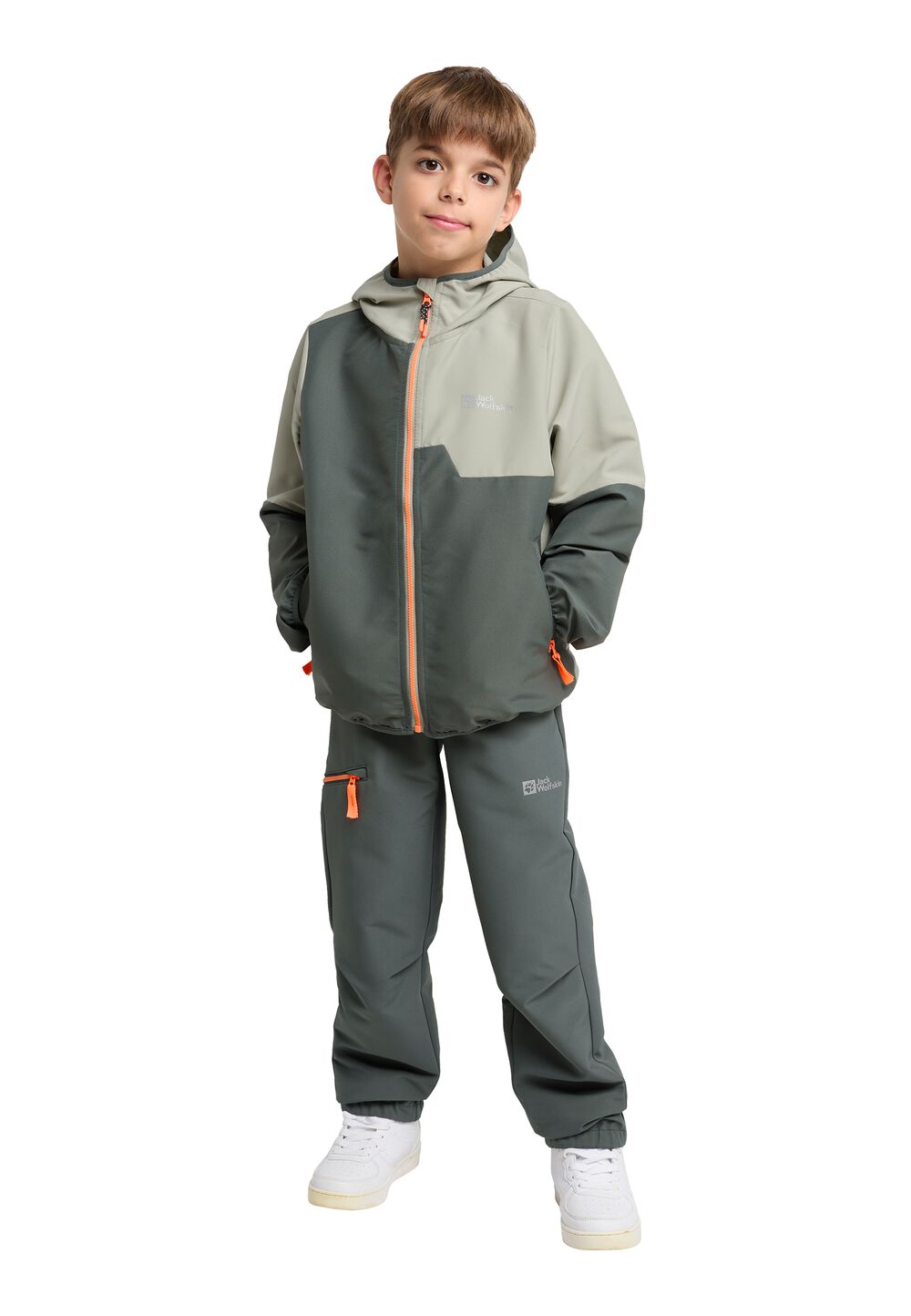 Jack Wolfskin Softshelljacke Kinder Turbulence Hooded Jacket Kids 152 grau slate green von Jack Wolfskin