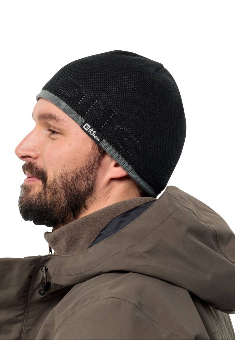 Jack Wolfskin Strickmütze Brand Beanie One Size black black von Jack Wolfskin