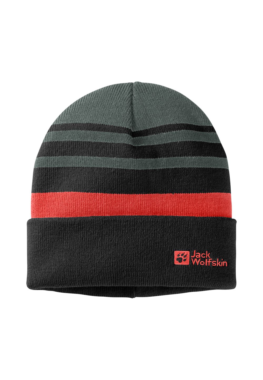 Jack Wolfskin Strickmütze Kinder Stripy Knit Beanie Kids M grau slate green von Jack Wolfskin