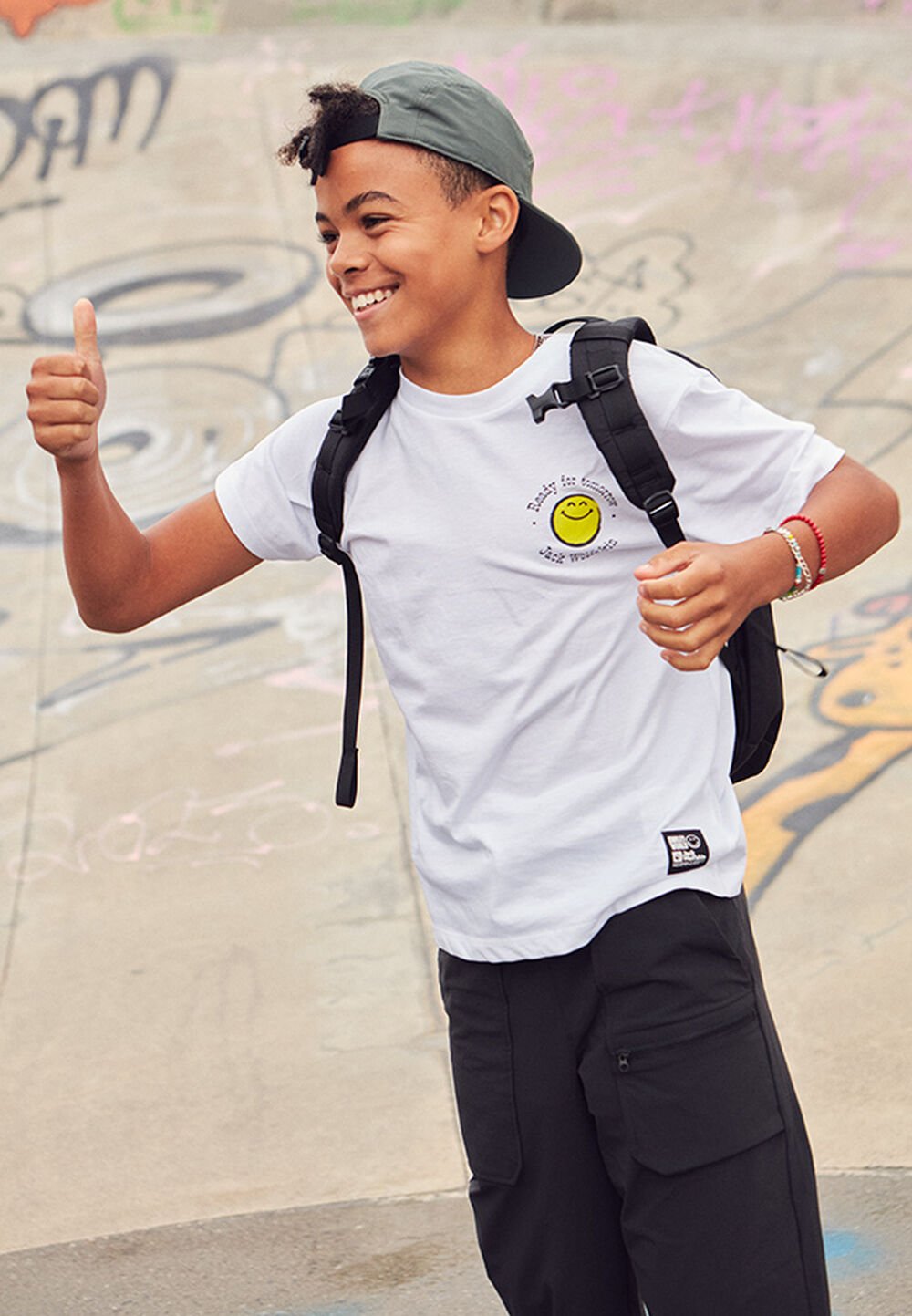 Jack Wolfskin T-Shirt Aus Bio-Baumwolle Teenager Smileyworld T-Shirt Youth 128 white white von Jack Wolfskin