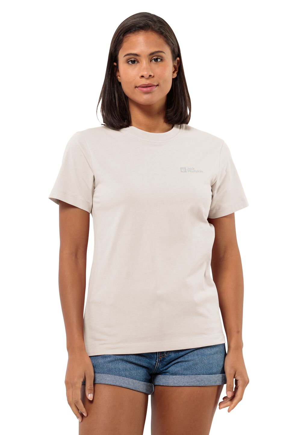 Jack Wolfskin T-Shirt aus Bio-Baumwolle Damen Essential T-Shirt Women XS sea shell sea shell von Jack Wolfskin