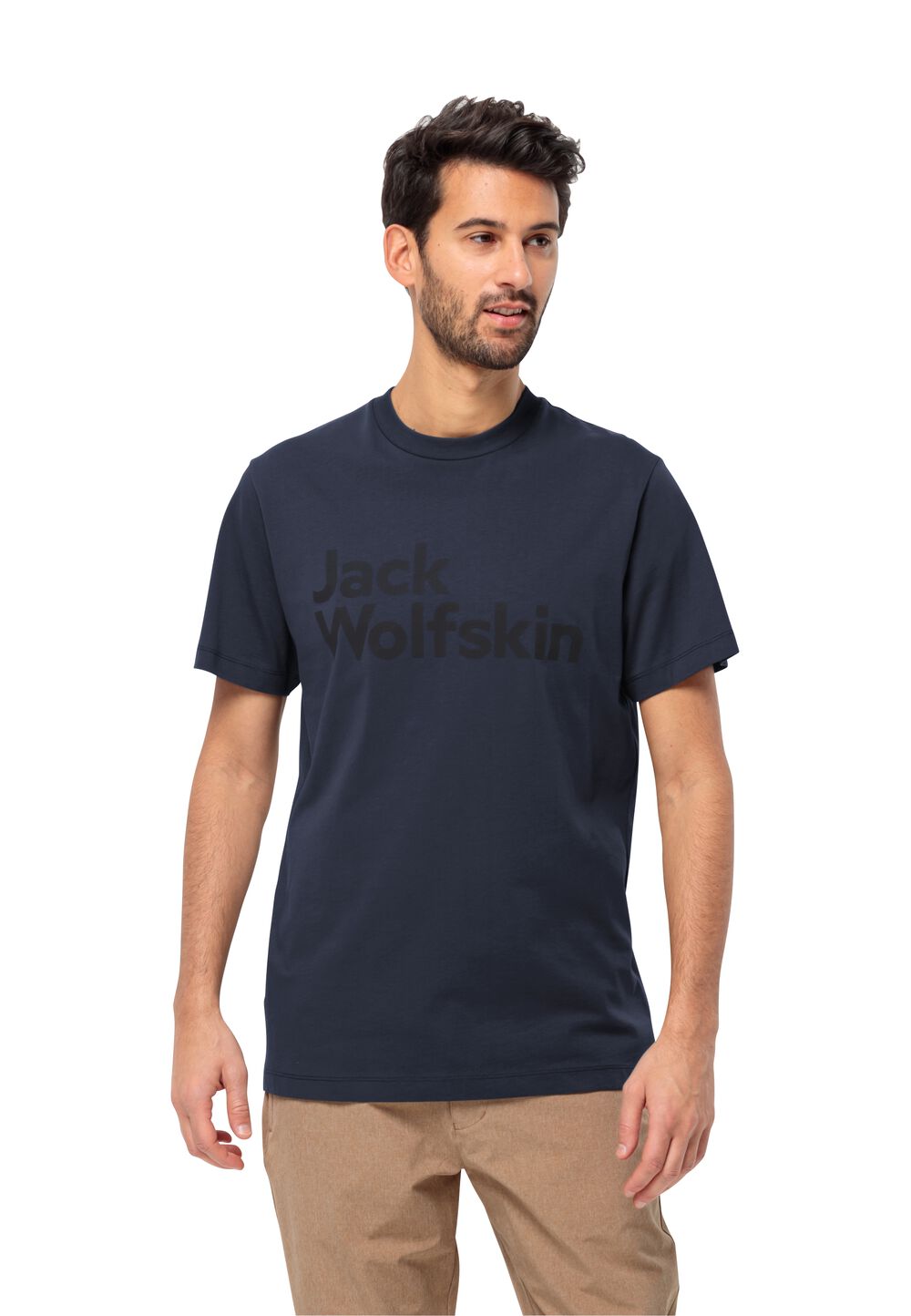 Jack Wolfskin T-Shirt aus Bio-Baumwolle Herren Essential Logo T-Shirt Men S blau night blue von Jack Wolfskin