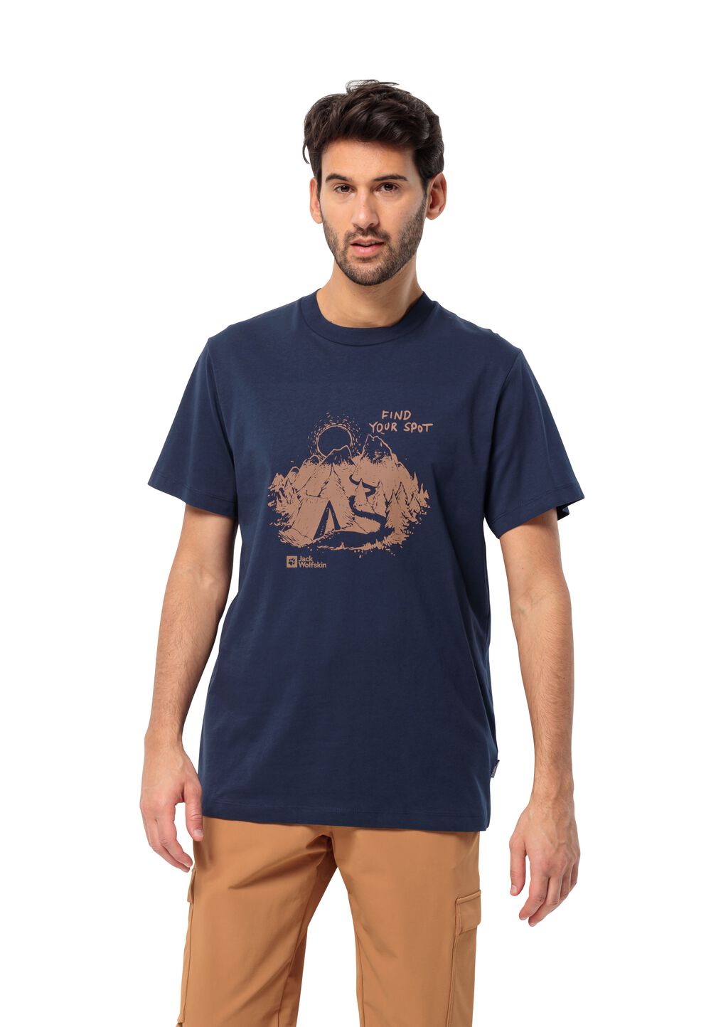 Jack Wolfskin T-Shirt aus Bio-Baumwolle Herren Find Your Spot T-Shirt Men S blau night blue von Jack Wolfskin