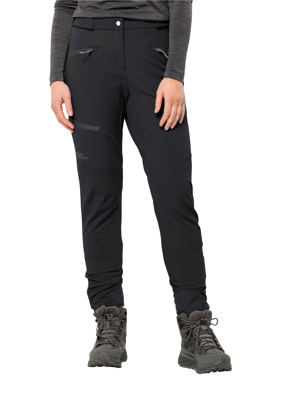 Jack Wolfskin Trekking-Softshellhose Damen Salmaser Pants Women 34 schwarz black von Jack Wolfskin