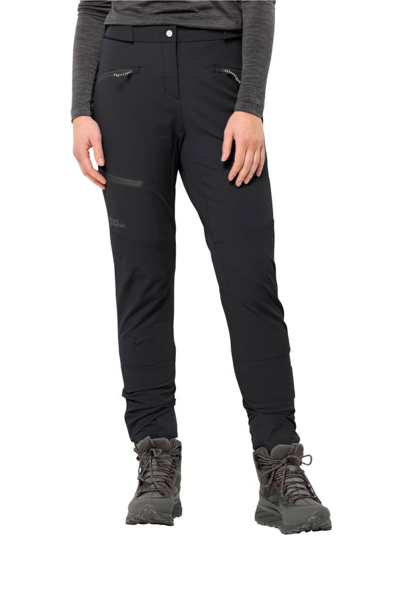 Jack Wolfskin Trekking-Softshellhose Damen Salmaser Pants Women 40L black black von Jack Wolfskin