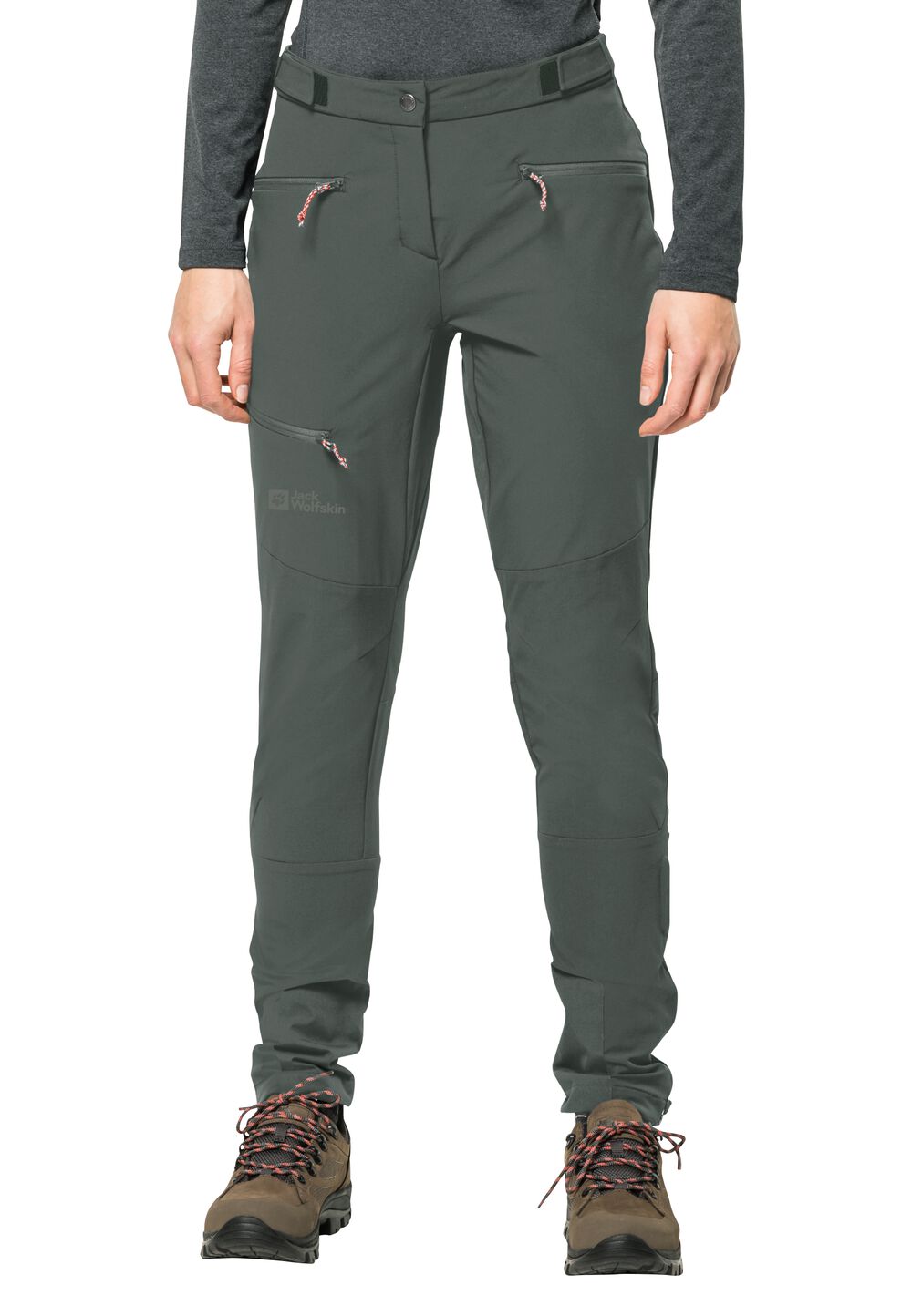 Jack Wolfskin Trekking-Softshellhose Damen Salmaser Pants Women 44 grau slate green von Jack Wolfskin