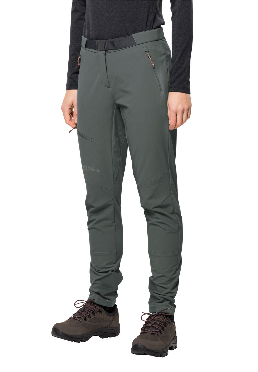 Jack Wolfskin Trekking-Softshellhose Damen Ziegspitz Pants Women 36 grau slate green von Jack Wolfskin