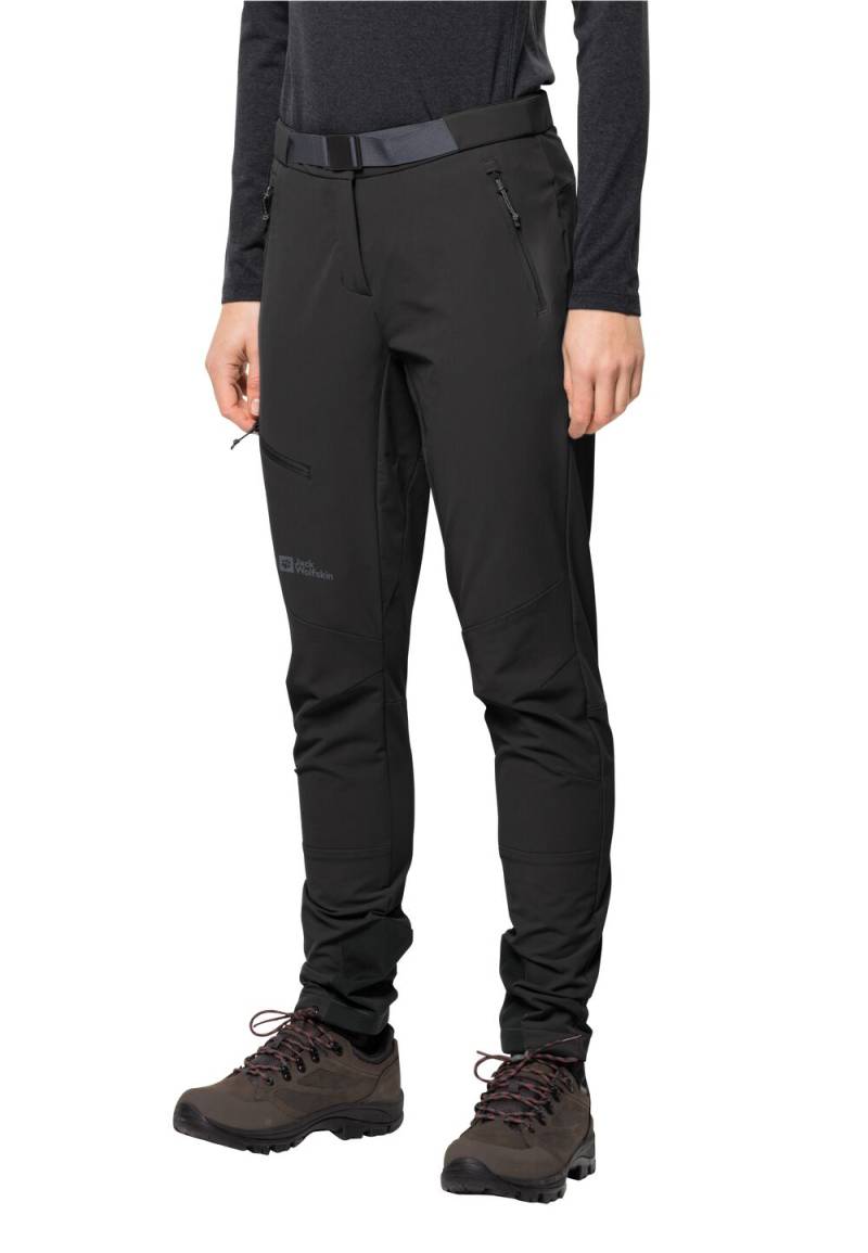 Jack Wolfskin Trekking-Softshellhose Damen Ziegspitz Pants Women 42 black black von Jack Wolfskin